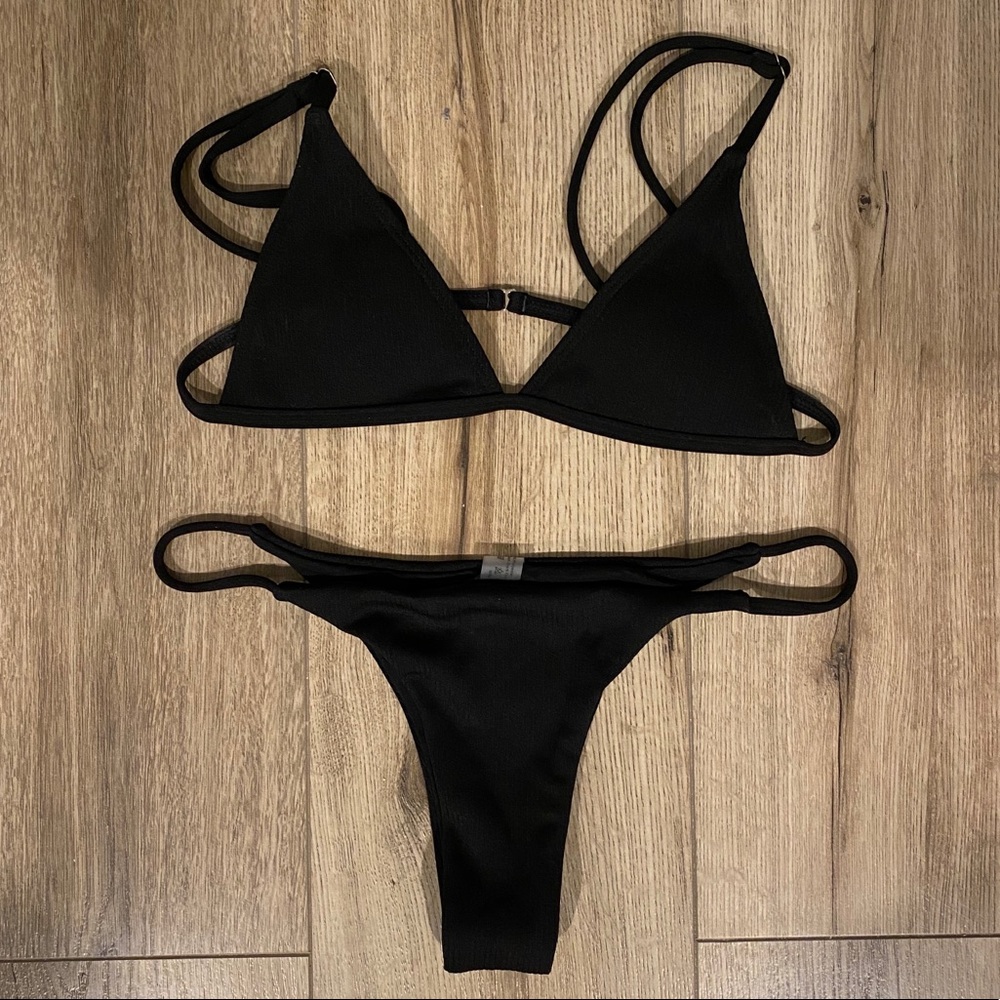 Shein Black Ribbed Bikini